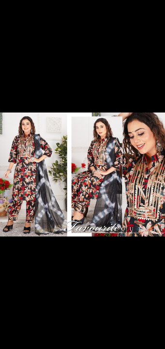 3 pcs fancy printed embroidery new style pant kurti with dupatta sets  uploaded by business on 12/9/2023