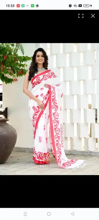 Khadi cotton printed saree  uploaded by Santipur saree on 12/10/2023