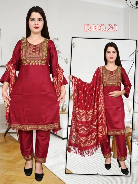 Reyon embroidry pant कुर्ती dupatta uploaded by business on 12/10/2023
