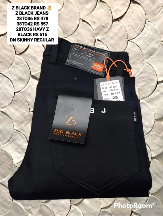 Z BLACK JEANS RS 430 SIZE 28TO36  uploaded by swami leela shah traders pimpri pune on 12/11/2023