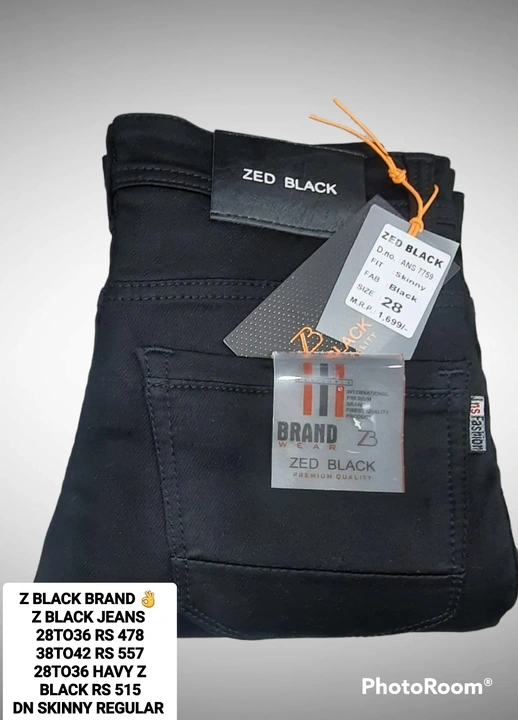 Z BLACK JEANS RS 430 SIZE 28TO36  uploaded by swami leela shah traders pimpri pune on 12/11/2023