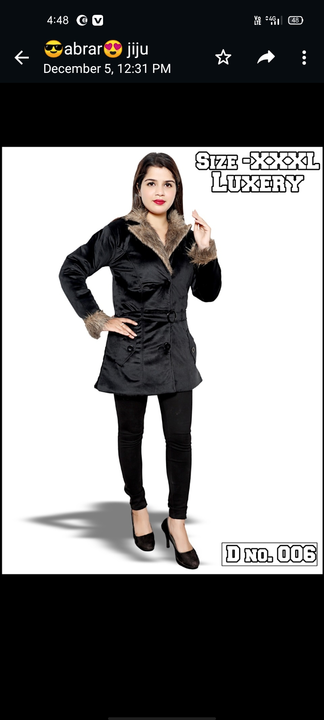 Luxury  coat far fashion ♥️ size L XL XXL 3XL uploaded by Sameer ss garments on 12/11/2023
