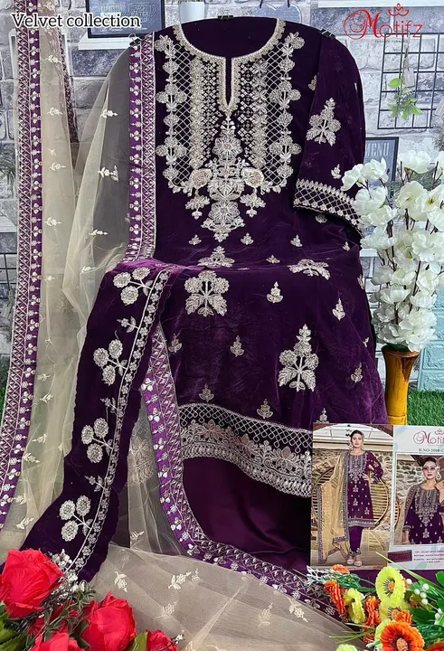 *Design no-2008*

Fabric:
Top:  velvet with embroidery 

Bottam:- reyon pasmina
   uploaded by Ayush fashion on 12/11/2023