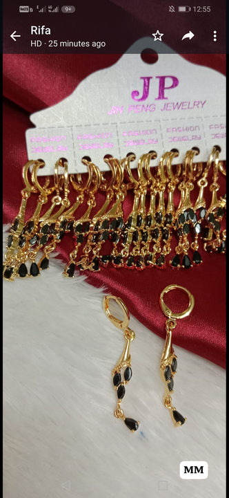 Earing black stones uploaded by Alif collection on 12/11/2023