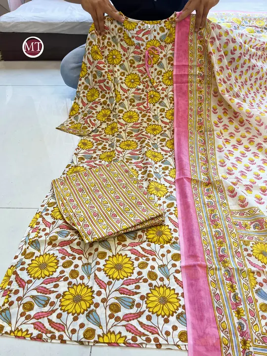 Yellow Floral Print Pure Cotton Set uploaded by Label Yogi on 12/12/2023