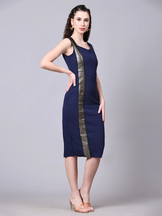 Blue Sweetheart Neck Stylish Cotton Lycra Bodycon Dress uploaded by VAIDEHI SUPER STORE VAIDEHI SUPER STORE on 12/12/2023