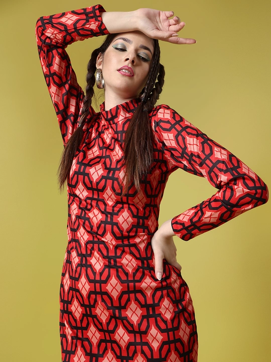 Geometric Printed Bodycon Dress uploaded by VAIDEHI SUPER STORE VAIDEHI SUPER STORE on 12/12/2023
