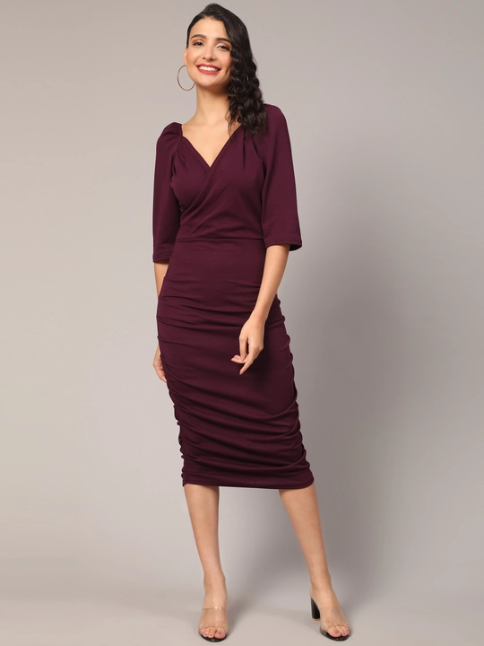 Wine Bodycon Cotton Lycra Western Party Wear uploaded by VAIDEHI SUPER STORE VAIDEHI SUPER STORE on 12/12/2023