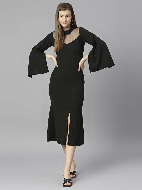 Black Cotton Lycra Round Neck Women's Regular Fit Dress uploaded by VAIDEHI SUPER STORE VAIDEHI SUPER STORE on 12/12/2023