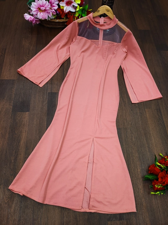 Pink Cotton lyrca Round Neck Women's Regular Fit Dress uploaded by VAIDEHI SUPER STORE VAIDEHI SUPER STORE on 12/12/2023