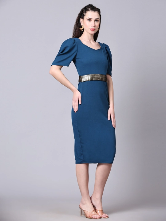 Blue Sequence Belt Midi Bodycon Dress uploaded by VAIDEHI SUPER STORE VAIDEHI SUPER STORE on 12/13/2023