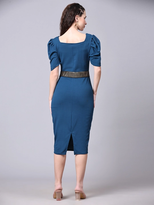 Blue Sequence Belt Midi Bodycon Dress uploaded by VAIDEHI SUPER STORE VAIDEHI SUPER STORE on 12/13/2023