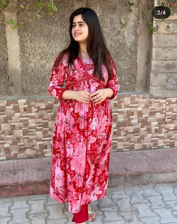 Floral print valentine red aliya cut kuryi pant set  uploaded by business on 12/13/2023