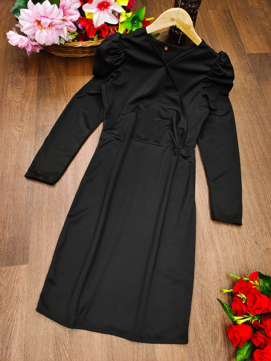 Black Stylish V-Neck Sheath Dress uploaded by VAIDEHI SUPER STORE VAIDEHI SUPER STORE on 12/13/2023