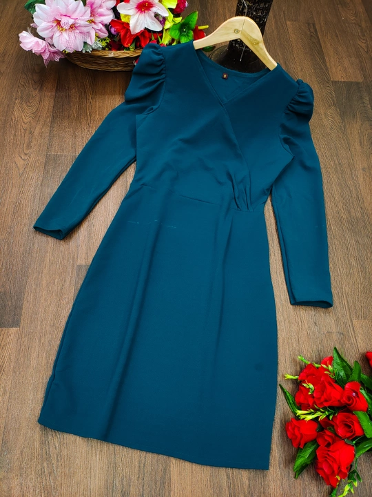 Blue Stylish V-Neck Sheath Dress uploaded by VAIDEHI SUPER STORE VAIDEHI SUPER STORE on 12/13/2023