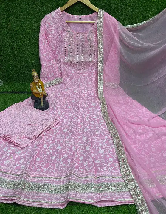 3pc.  Anarkali suit set neck broidered  uploaded by Ganpati collection on 12/13/2023