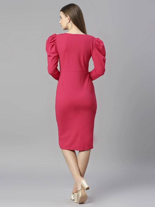 Rani Pink Puff Sleeves Bodycon Slitted Sheath Dress uploaded by VAIDEHI SUPER STORE VAIDEHI SUPER STORE on 12/13/2023