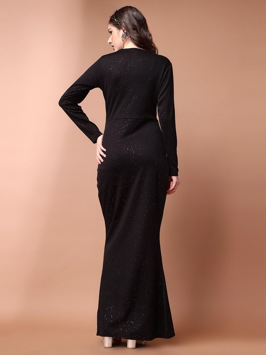 Black Spotty Slit Deep V- Neck Sheath Dress uploaded by VAIDEHI SUPER STORE VAIDEHI SUPER STORE on 12/13/2023