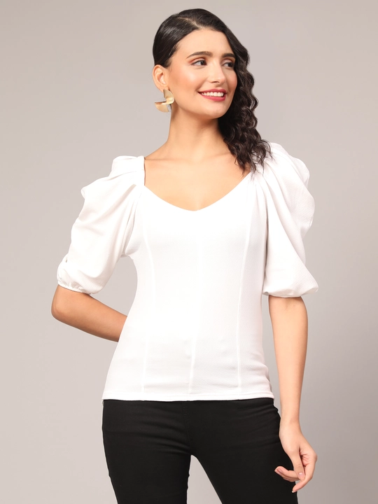 White Ofra Sleeve Cotton Lycra Top uploaded by VAIDEHI SUPER STORE VAIDEHI SUPER STORE on 12/13/2023
