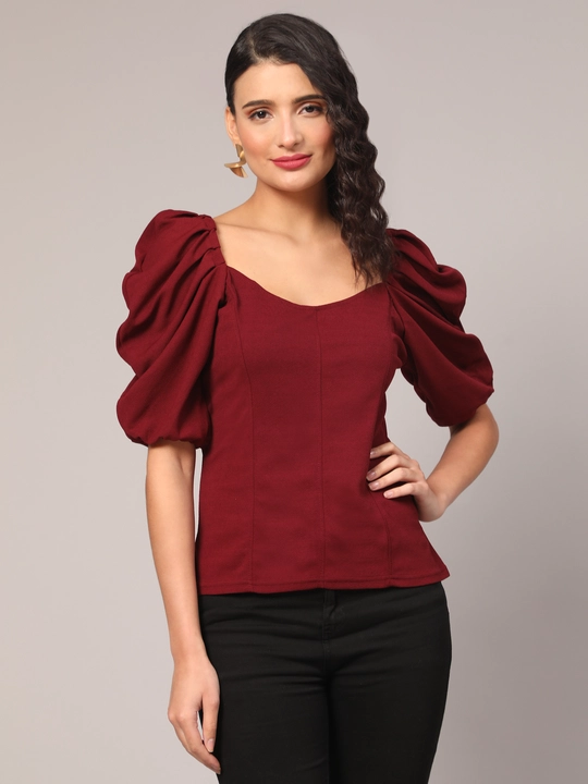 Maroon Ofra Sleeve Cotton Lycra Top uploaded by business on 12/13/2023