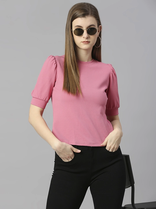 Pink Regular Fit Puff Sleeve Top uploaded by VAIDEHI SUPER STORE VAIDEHI SUPER STORE on 12/13/2023