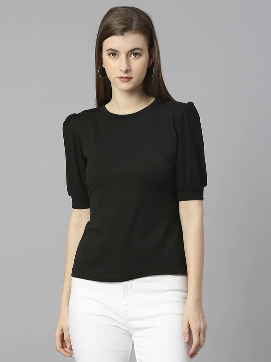 Black Regular Fit Puff Sleeve Top uploaded by business on 12/13/2023
