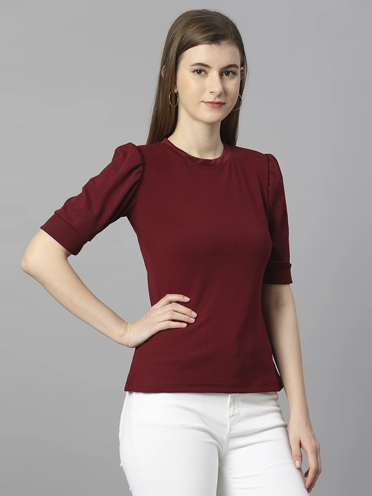 Maroon Regular Fit Puff Sleeve Top uploaded by VAIDEHI SUPER STORE VAIDEHI SUPER STORE on 12/13/2023