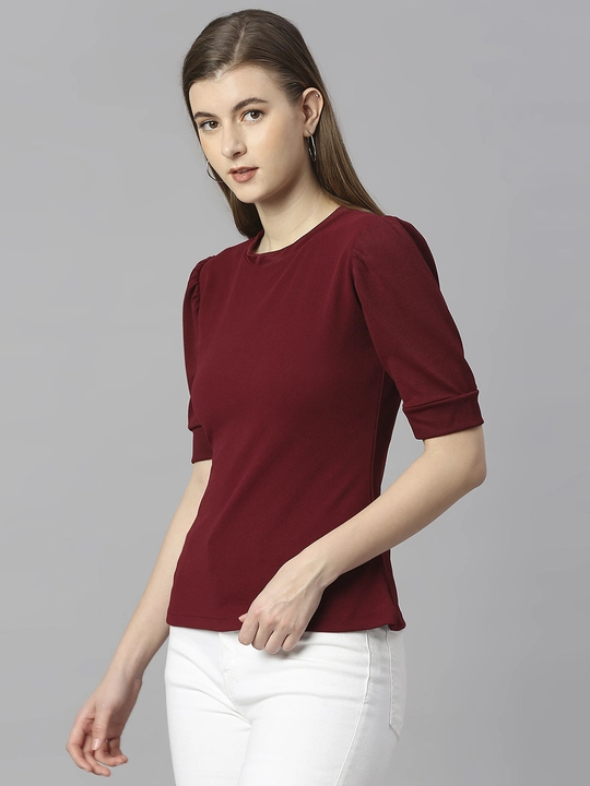 Maroon Regular Fit Puff Sleeve Top uploaded by VAIDEHI SUPER STORE VAIDEHI SUPER STORE on 12/13/2023