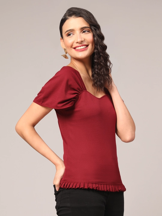 Maroon Sweetheart-Neck Top with Drop-Shoulder Sleeves uploaded by VAIDEHI SUPER STORE VAIDEHI SUPER STORE on 12/13/2023