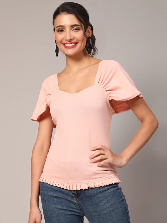 Peach Sweetheart-Neck Top with Drop-Shoulder Sleeves uploaded by business on 12/13/2023