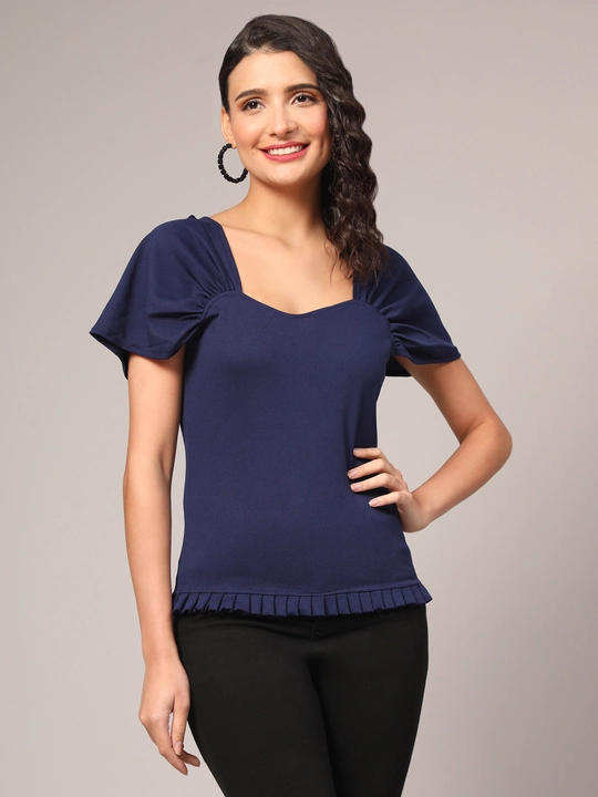 Blue Sweetheart-Neck Top with Drop-Shoulder Sleeves uploaded by VAIDEHI SUPER STORE VAIDEHI SUPER STORE on 12/13/2023
