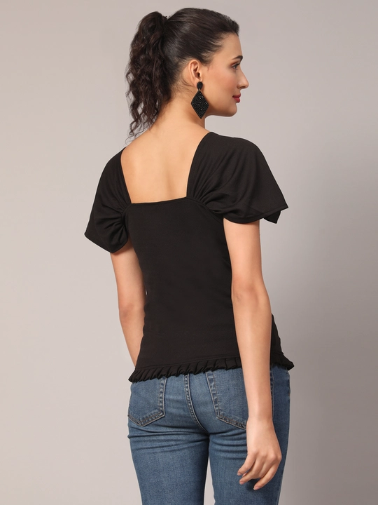 Black Sweetheart-Neck Top with Drop-Shoulder Sleeves uploaded by VAIDEHI SUPER STORE VAIDEHI SUPER STORE on 12/13/2023