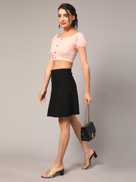 Peach Button Up Crop Top Western Solid Top uploaded by VAIDEHI SUPER STORE VAIDEHI SUPER STORE on 12/13/2023