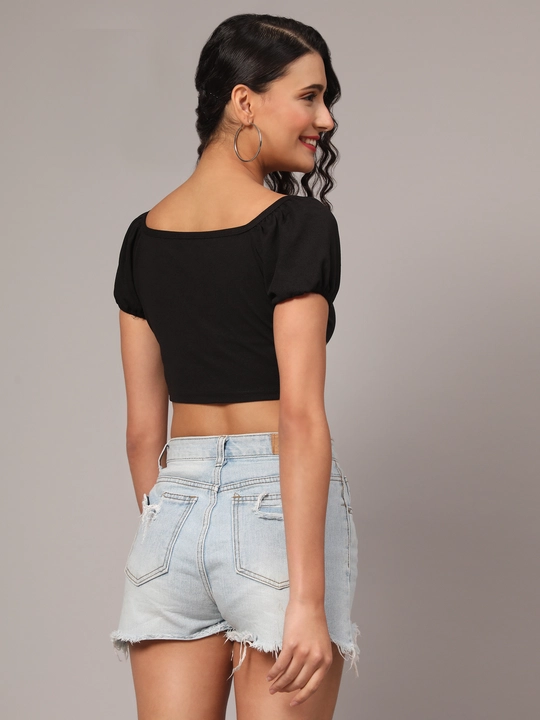 Black Button Up Crop Top Western Solid Top uploaded by VAIDEHI SUPER STORE VAIDEHI SUPER STORE on 12/13/2023