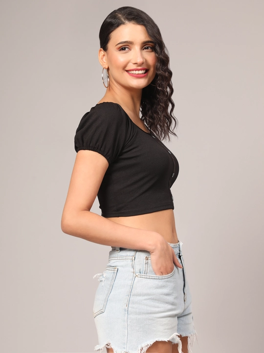 Black Button Up Crop Top Western Solid Top uploaded by VAIDEHI SUPER STORE VAIDEHI SUPER STORE on 12/13/2023