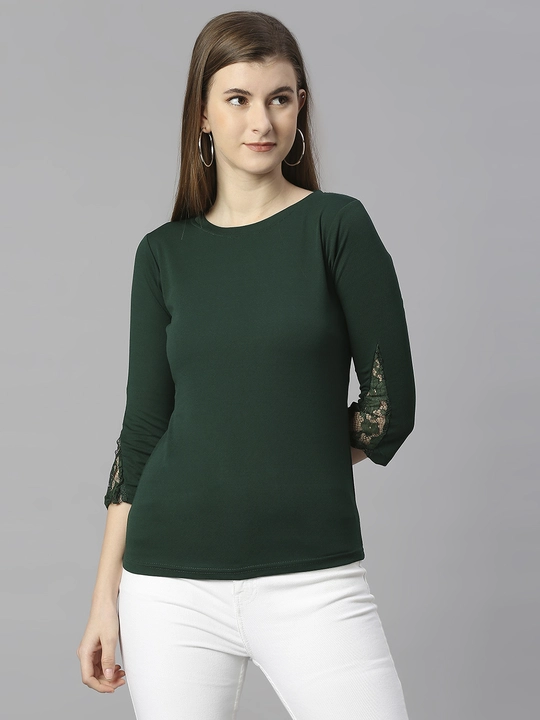 Green Latest Fancy Stylish Lycra Russel Net Party Wear Ladies Top uploaded by business on 12/13/2023