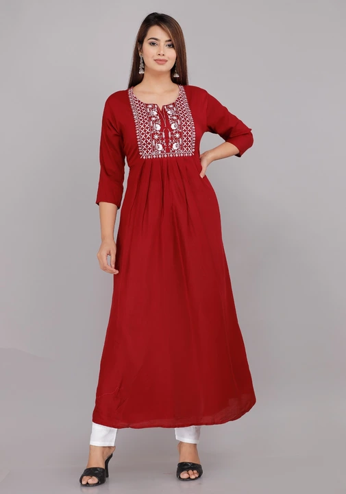 Embroidery rayon kurti with white paint  uploaded by Sonu fab Jaipur on 12/13/2023