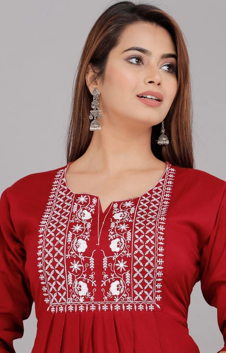 Embroidery rayon kurti with white paint  uploaded by Sonu fab Jaipur on 12/13/2023