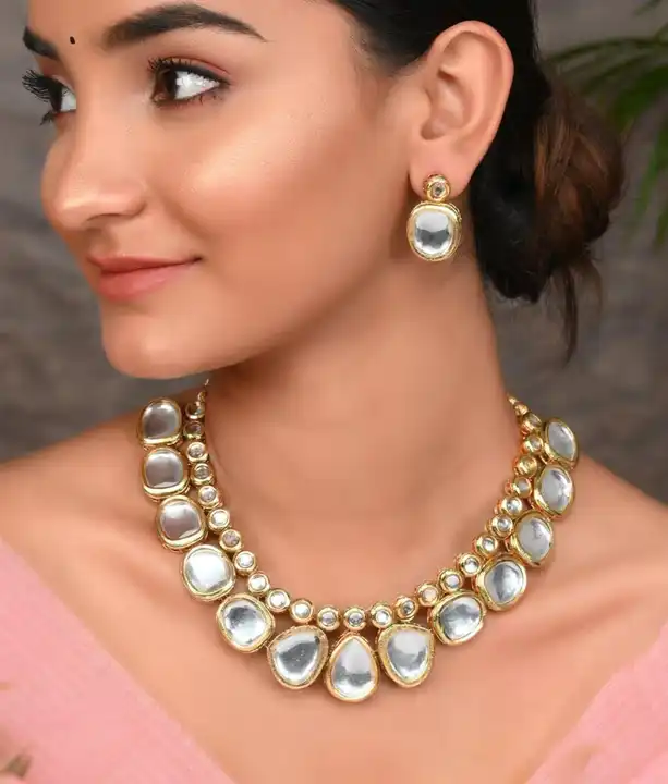 Women kundan necklace.           M.S Fashion Jewellery.      WhatsApp no 7878300855 uploaded by business on 12/13/2023