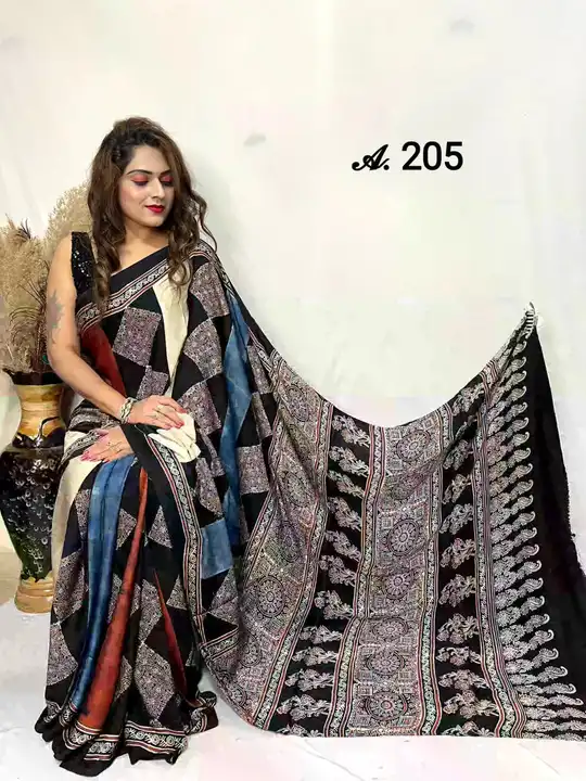 AJARAKH HEND BALOCK PARINT modal silk saree uploaded by business on 12/14/2023