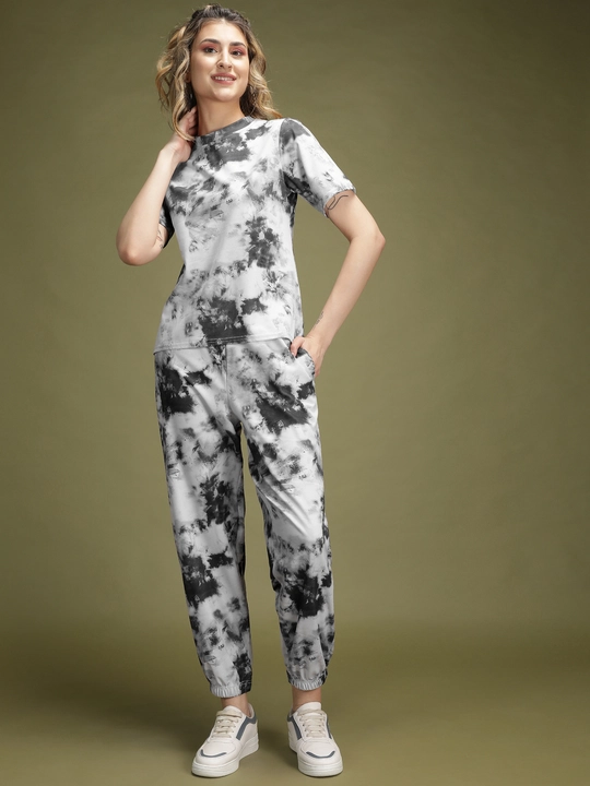Trendy Stylish Black & White Tie & Dye T-Shirt & Pyjamas Set uploaded by business on 12/14/2023