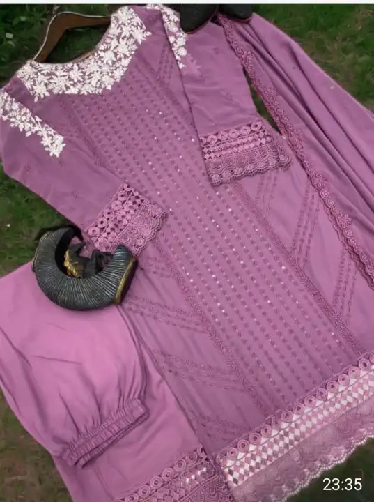 georget Fabric designer festive wear kurti set uploaded by business on 12/14/2023
