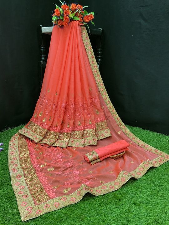 Embroidery saree uploaded by Aksh  on 3/24/2021