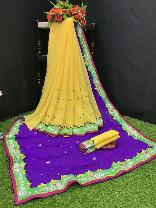 Embroidery fancy bollywood saree uploaded by Aksh  on 3/24/2021