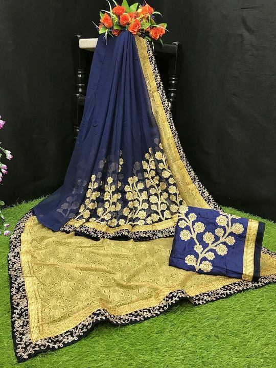 Embroidery saree uploaded by business on 3/24/2021