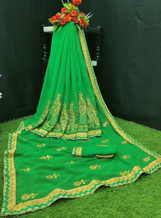 Embroidery saree uploaded by Aksh  on 3/24/2021