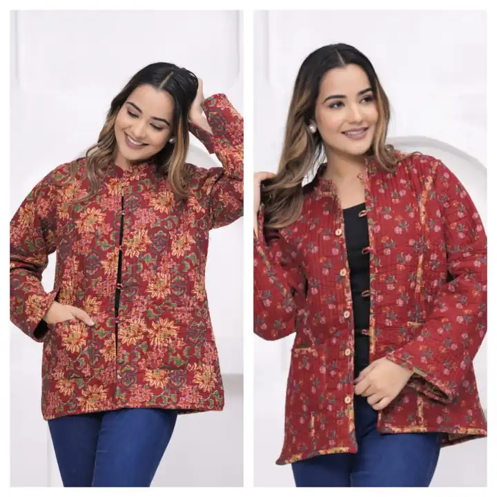 Hand Block Printed Cotton 'Quilted' ( Reversible ) Jackets ( 3 Layer )  with Two Pockets in Beautifu uploaded by Craftart creations/ (M)9413043120 on 12/14/2023