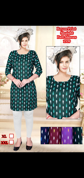 Straight rayon heavy 14 kg kurtis printed embroidery available  uploaded by Radha Creation , Maira sales for Readymade items on 12/14/2023