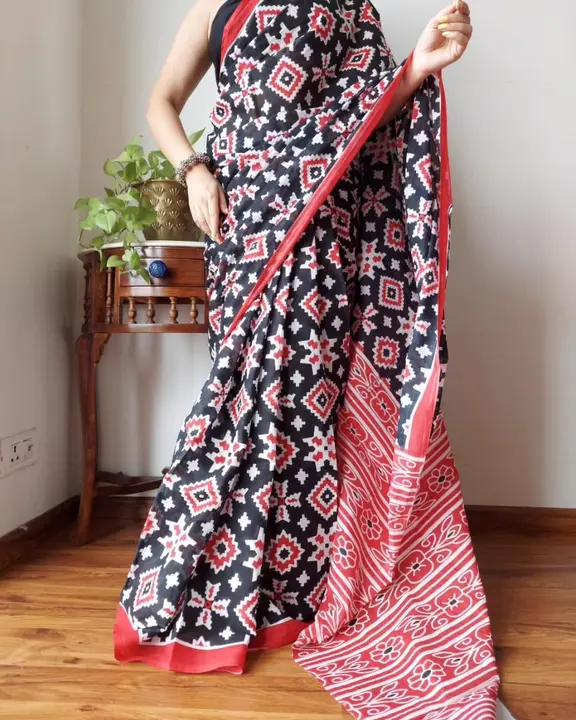 Cotton mulmul saree  uploaded by The print house  on 12/14/2023