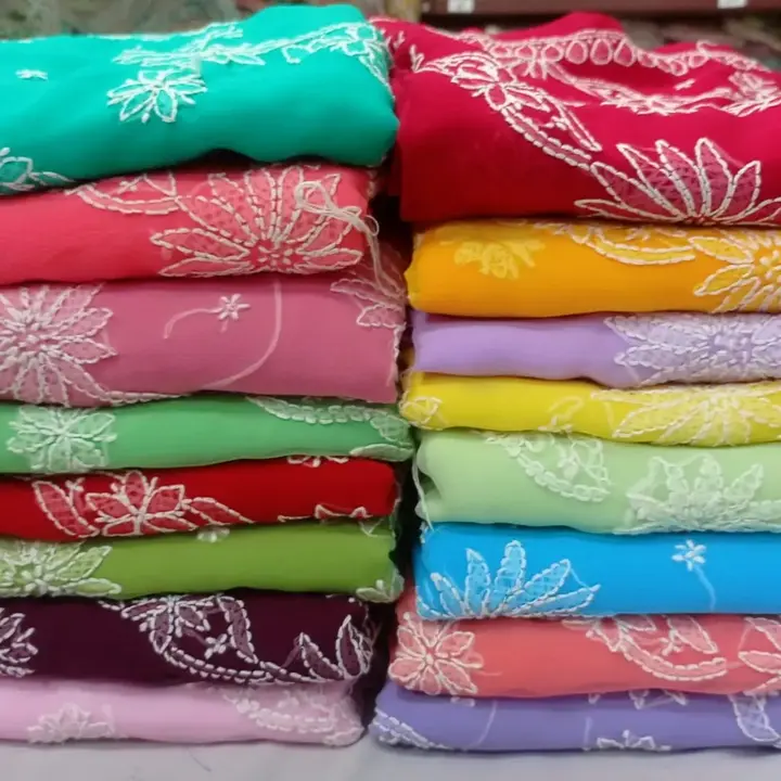 Chiffon Chikan saree  uploaded by business on 12/15/2023